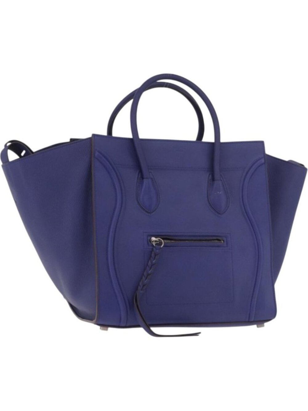 CELINE Luggage Phantom Hand Bag Leather Blue Silver